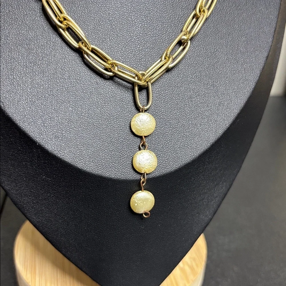 937 Lavalliere Elegant Gold Chain Necklace with Pearl Accents